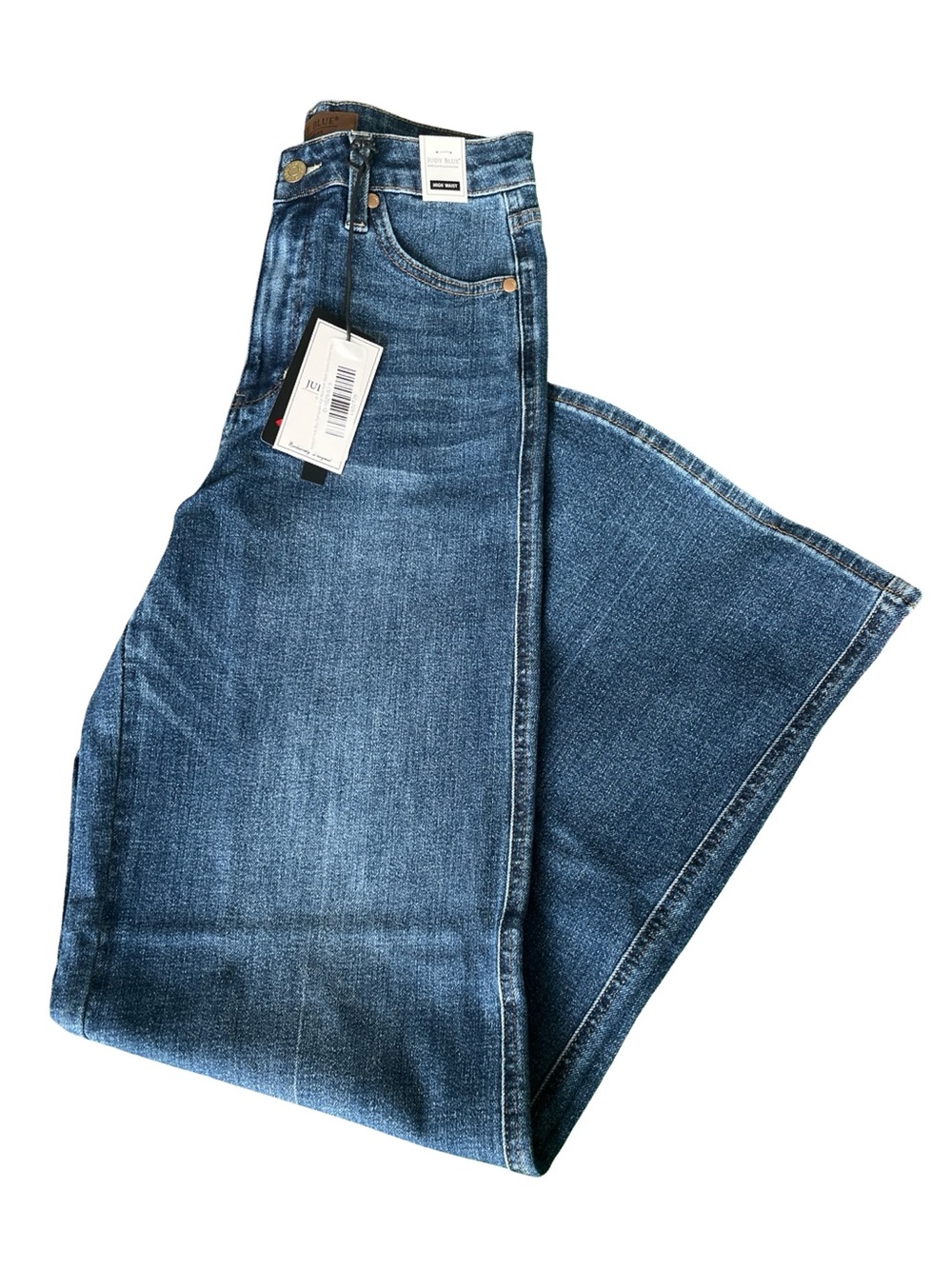 NEW Judy Blue Jeans Retro Wide High Waist Dark Blue Denim Womens Size 5/27 - Picture 10 of 10
